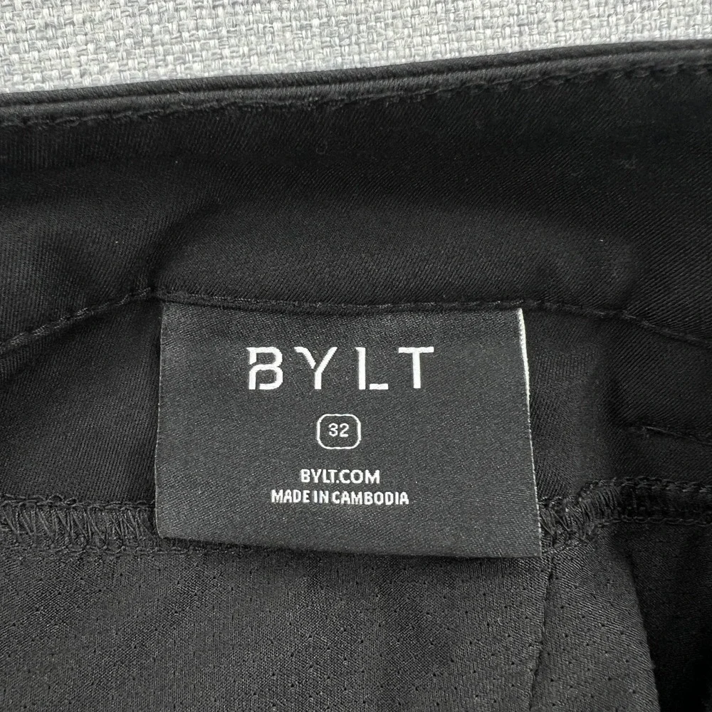 BYLT Everyday Pant 2.0 Men 32 Black Slim Fit Stretch Chino Tapered Work Commuter